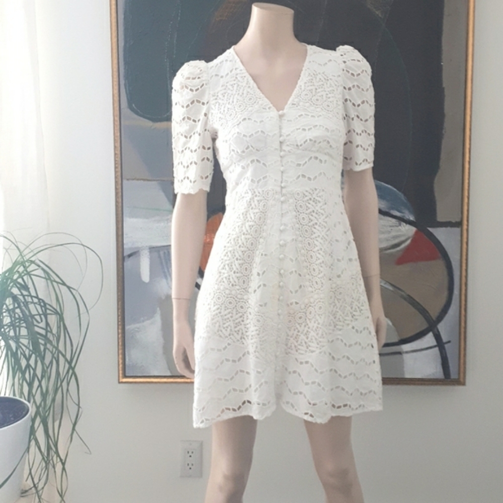 The Kooples | Embroidered Fit-And-Flare Mini Dress - Picture 5 of 16